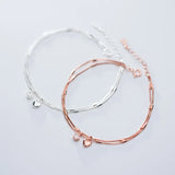 925 Silver Double Rows STAR &Heart Bracelet
