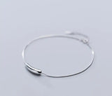 925 Sterling Silver Geometric Tube Snakebone Chain Anklet Bracelet