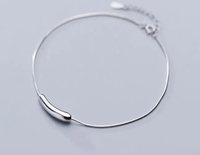 925 Sterling Silver Geometric Tube Snakebone Chain Anklet Bracelet