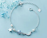 925 Silver Moonstone & Crescent Moon Bracelet Tassel GTLS932