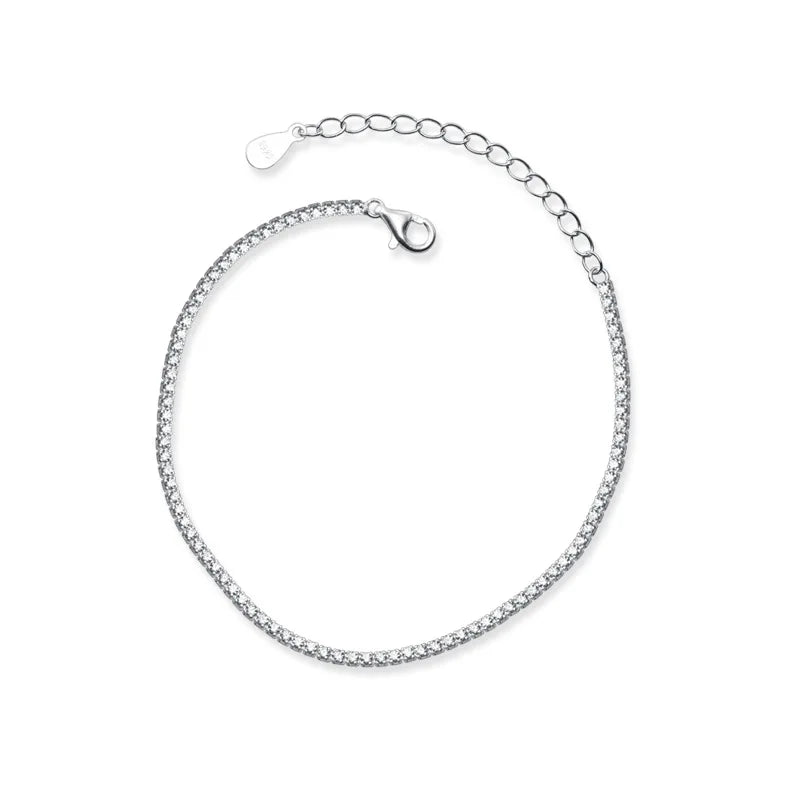 925 Silver Zircon Tennis Chain Bracelet Cubic Zircon Link Bracelet