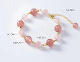 925 Silver Strawberry Quartz & Rose Crystal Bracelet