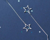 100% 925 Silver Open Star & Waterwave Wave Chain Pull Through Threader Earrings