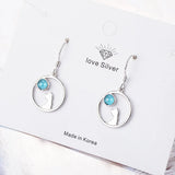 925 Silver Glaze & Kitten Cat Open Lucky Circle Hook Earrings