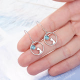 925 Silver Glaze & Kitten Cat Open Lucky Circle Hook Earrings