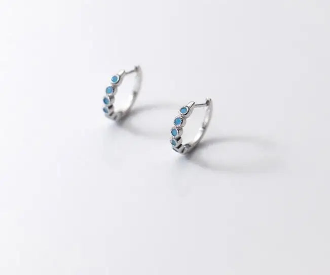 925 Silver Turquoise Hoop Huggie Earrings Charms C-G9595