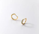 925 Silver Turquoise Hoop Huggie Earrings Charms C-G9595