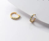 925 Silver Turquoise Hoop Huggie Earrings Charms C-G9595