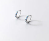 925 Silver Turquoise Hoop Huggie Earrings Charms C-G9595