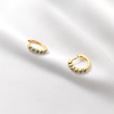 925 Silver Turquoise Hoop Huggie Earrings Charms C-G9595