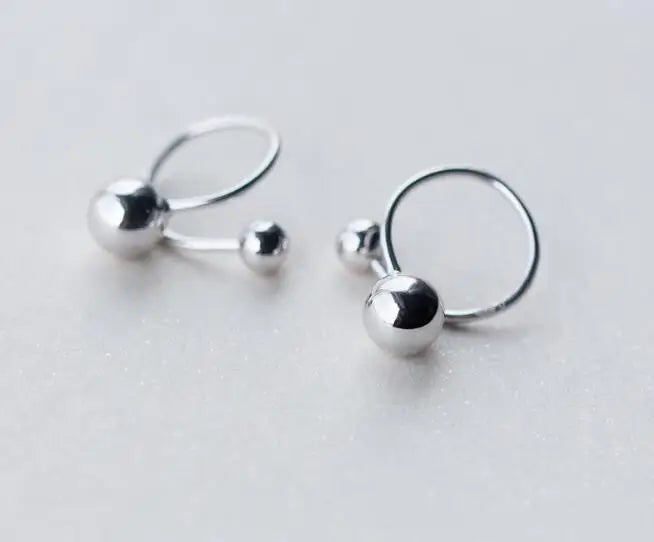 925 Sterling Silver Double Polished Round Ear Earrings