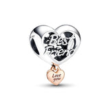 925 Sterling Silver Heart Dangle Charms Beads for Bracelet Necklace
