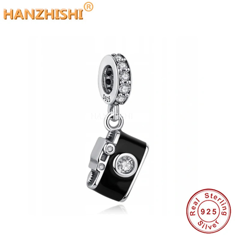925 Silver Camera Dangle Charm Bead for Bracelet Bangle