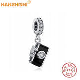 925 Silver Camera Dangle Charm Bead for Bracelet Bangle