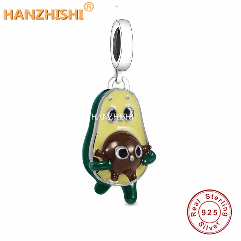 925 Silver Avocado Dangle Charm Bead for Bracelet Bangle