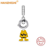 925 Sterling Silver Dog Dangle Charm Bead for Bracelet Bangle