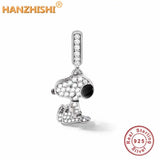 925 Sterling Silver Dog Dangle Charm Bead for Bracelet Bangle