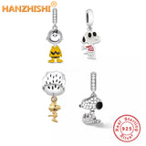 925 Sterling Silver Dog Dangle Charm Bead for Bracelet Bangle