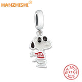 925 Sterling Silver Dog Dangle Charm Bead for Bracelet Bangle