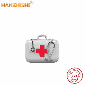 925 Silver Doctor's Toolbox Beads Charms for Bracelet Necklace