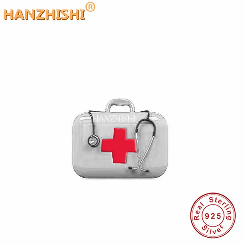 925 Silver Doctor's Toolbox Beads Charms for Bracelet Necklace