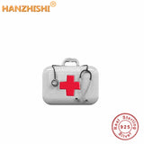 925 Silver Doctor's Toolbox Beads Charms for Bracelet Necklace