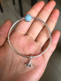 Aquamarine Stone Mermaid Fishtail Cuff Bangle Bracelet