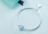 Aquamarine Stone Mermaid Fishtail Cuff Bangle Bracelet