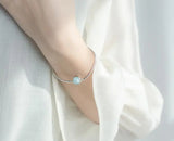 Aquamarine Stone Mermaid Fishtail Cuff Bangle Bracelet