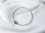 925 Silver Moonstone Bangle Cuff Bracelet with Flower Charms