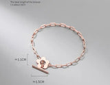 925 Silver Oval Chain Bracelet Flower & Bar C-S4532