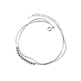 925 Sterling Silver Double Rows Polished Lucky Ball Snakebone Chain Bracelet