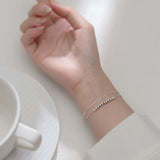 925 Sterling Silver Double Rows Polished Lucky Ball Snakebone Chain Bracelet