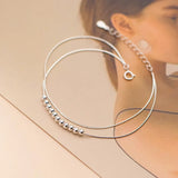 925 Sterling Silver Double Rows Polished Lucky Ball Snakebone Chain Bracelet