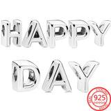 925 Silver Alphabet Bead Charm 3MM Moment Bracelet DIY Jewelry