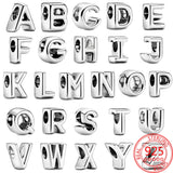 925 Silver Alphabet Bead Charm 3MM Moment Bracelet DIY Jewelry