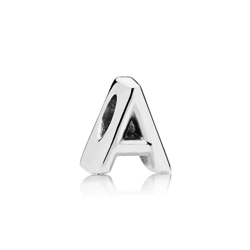 925 Silver Alphabet Bead Charm 3MM Moment Bracelet DIY Jewelry