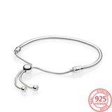 925 Silver Snake Chain Slider Bracelet for Women