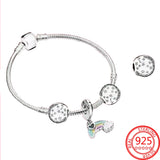 925 Silver Heart & Star Charm Bracelet Women Jewelry Gift
