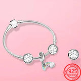 925 Silver Heart & Star Charm Bracelet Women Jewelry Gift