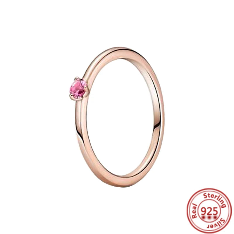 Rose Style Zircon Leaves Heart Round Rings 925 Sterling Silver Jewelry DIY