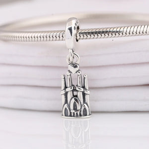 S925 Pendant Bead Castle Dangle Charm for Bracelet & Bangle