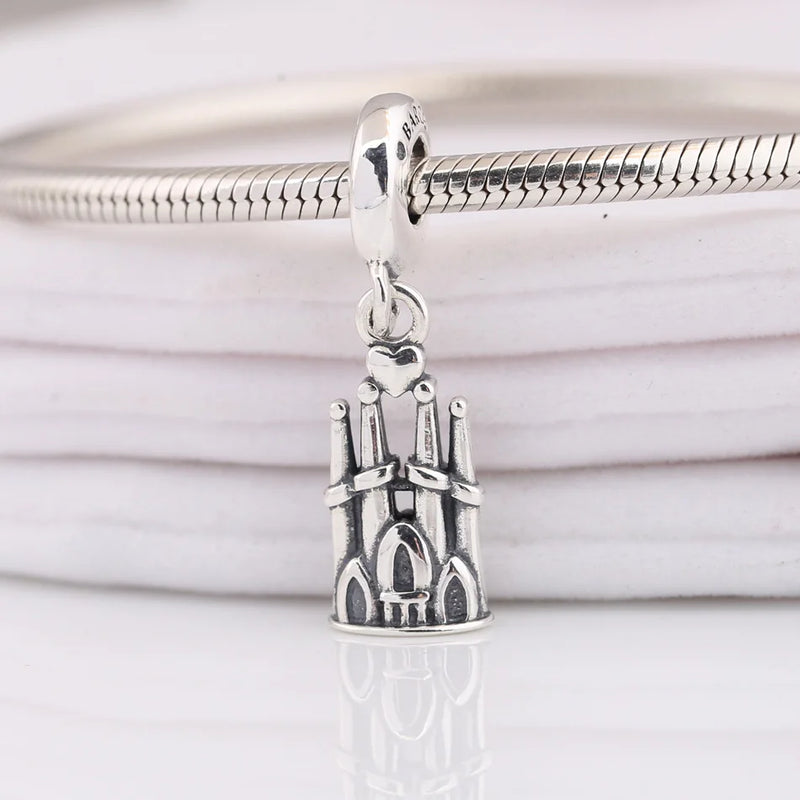 S925 Pendant Bead Castle Dangle Charm for Bracelet & Bangle
