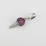 S925 Ice Cream Cone Dangle Charm for Bracelet Bangle DIY Jewelry