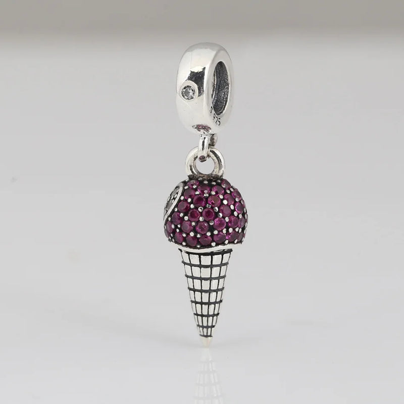 S925 Ice Cream Cone Dangle Charm for Bracelet Bangle DIY Jewelry