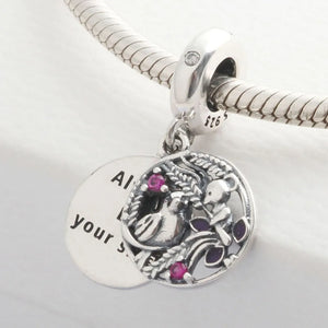 S925 Silver Bead Always By Your Side Pendant Charm