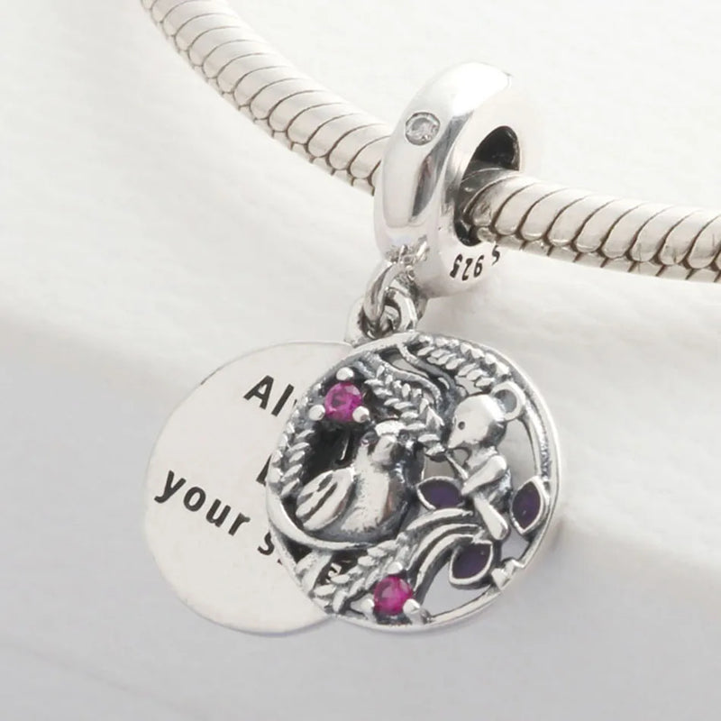 S925 Silver Bead Always By Your Side Pendant Charm