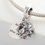 S925 Silver Bead Always By Your Side Pendant Charm
