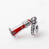 S925 Silver Enamel Lighthouse Dangle Pendant Bead for Bracelet Bangle