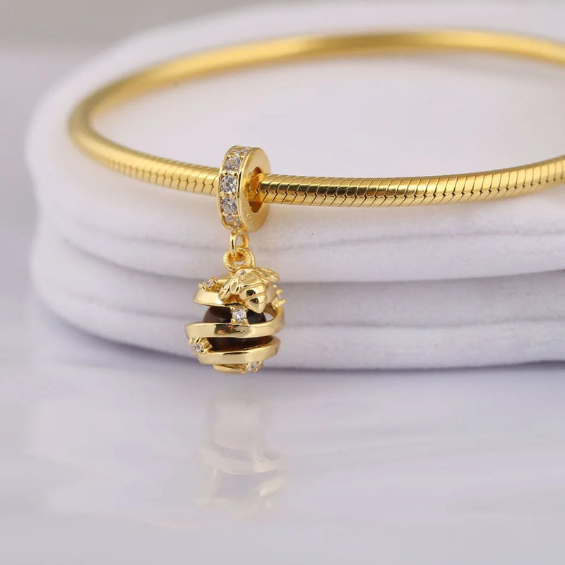 S925 Silver Bead Charm Shine Sweet As Honey Hanging Charm